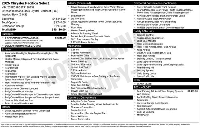2026 Chrysler Pacifica PACIFICA SELECT 2026 Chrysler Pacifica PACIFICA SELECT