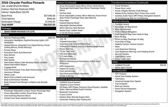 2026 Chrysler Pacifica PACIFICA PINNACLE AWD 2026 Chrysler Pacifica PACIFICA PINNACLE AWD