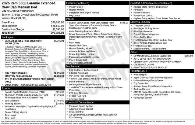 2026 RAM Ram 3500 RAM 3500 LARAMIE MEGA CAB 4X4 64 BOX