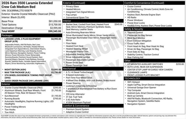 2026 RAM Ram 3500 RAM 3500 LARAMIE MEGA CAB 4X4 64 BOX