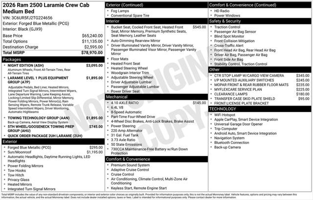2026 RAM Ram 2500 RAM 2500 LARAMIE CREW CAB 4X4 64 BOX