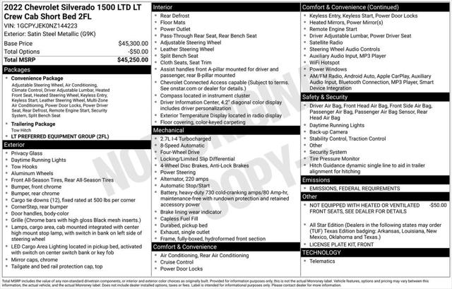 2022 Chevrolet Silverado 1500 LTD 4WD Crew Cab Short Bed LT with 2FL 2022 Chevrolet Silverado 1500 LTD 4WD Crew Cab Short Bed LT with 2FL