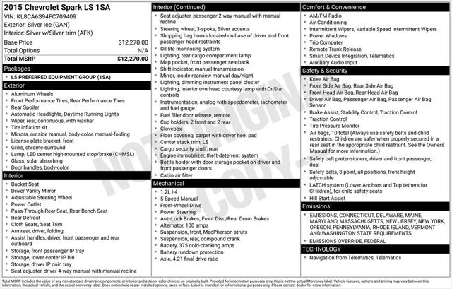 2015 Chevrolet Spark LS Manual