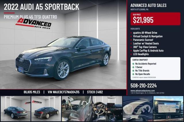 2022 Audi A5 Sportback Premium Plus 40 TFSI quattro S tronic for sale in North Attleboro, MA
