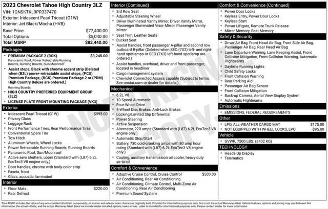 2023 Chevrolet Tahoe 4WD High Country 2023 Chevrolet Tahoe 4WD High Country