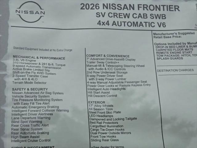 2026 Nissan Frontier Crew Cab SV 4x4