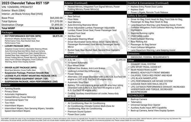 2023 Chevrolet Tahoe 4WD RST 2023 Chevrolet Tahoe 4WD RST