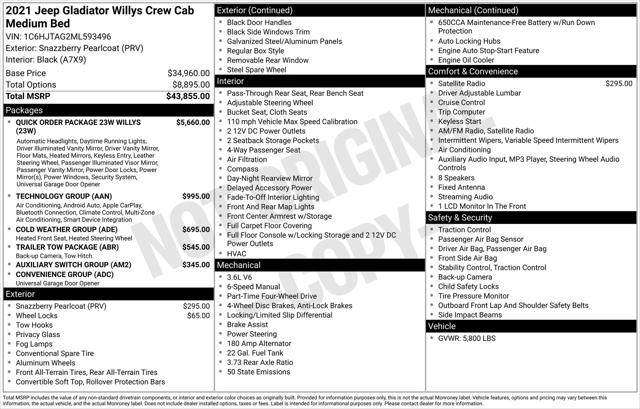 2021 Jeep Gladiator Willys 4x4