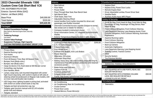 2023 Chevrolet Silverado 1500 4WD Crew Cab Short Bed Custom 2023 Chevrolet Silverado 1500 4WD Crew Cab Short Bed Custom