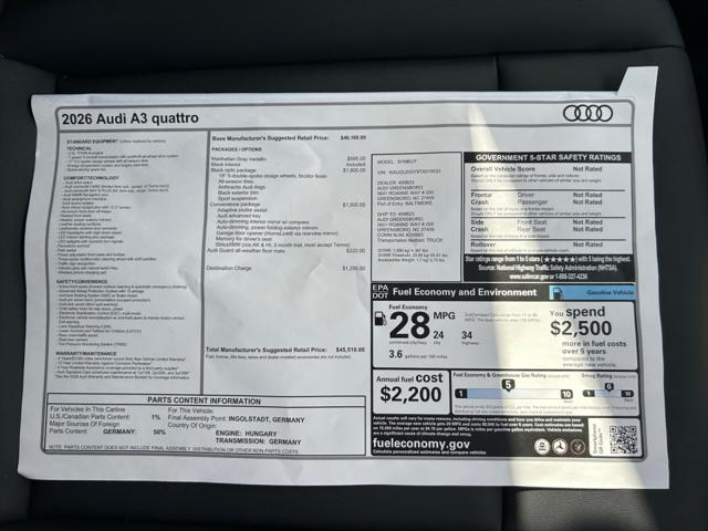 2026 Audi A3 Premium Plus 40 TFSI quattro S tronic