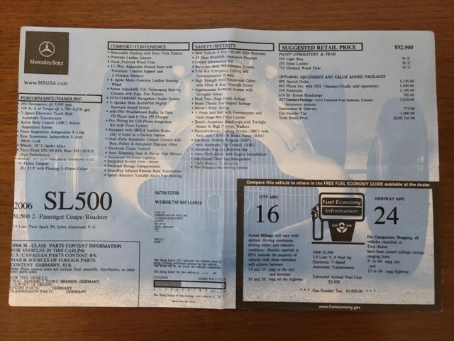2006 Mercedes-Benz 500 2dr Roadster 5.0L