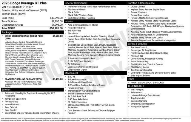 2026 Dodge Durango DURANGO GT PLUS AWD 2026 Dodge Durango DURANGO GT PLUS AWD