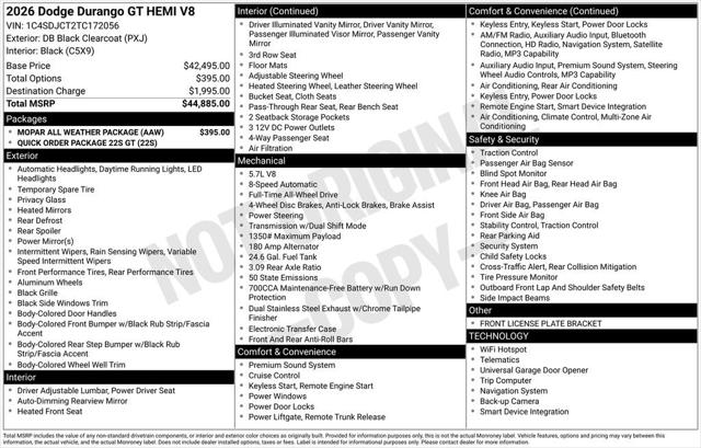 2026 Dodge Durango DURANGO GT AWD HEMI V8
