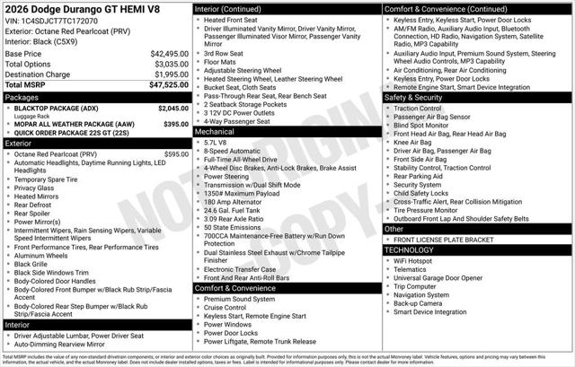 2026 Dodge Durango DURANGO GT AWD HEMI V8