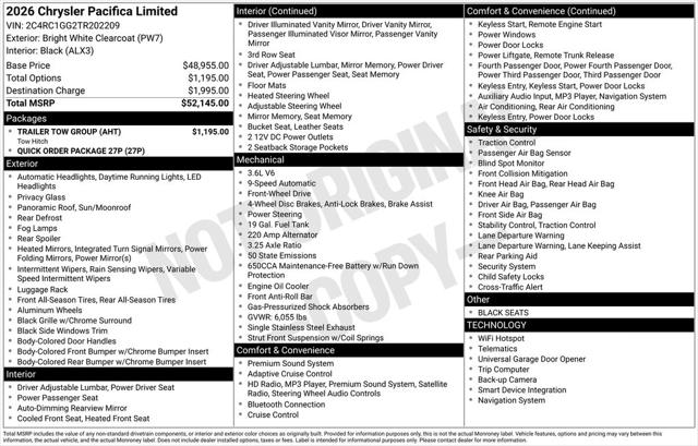 2026 Chrysler Pacifica PACIFICA LIMITED