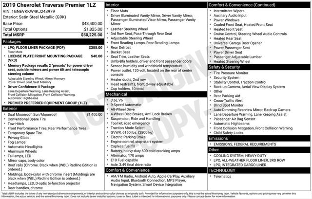 2019 Chevrolet Traverse Premier 2019 Chevrolet Traverse Premier