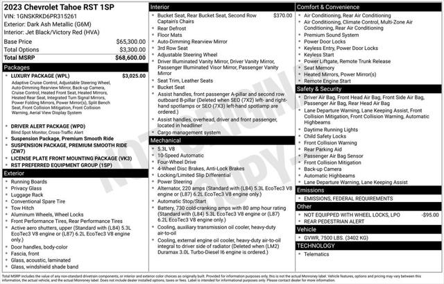 2023 Chevrolet Tahoe 4WD RST 2023 Chevrolet Tahoe 4WD RST