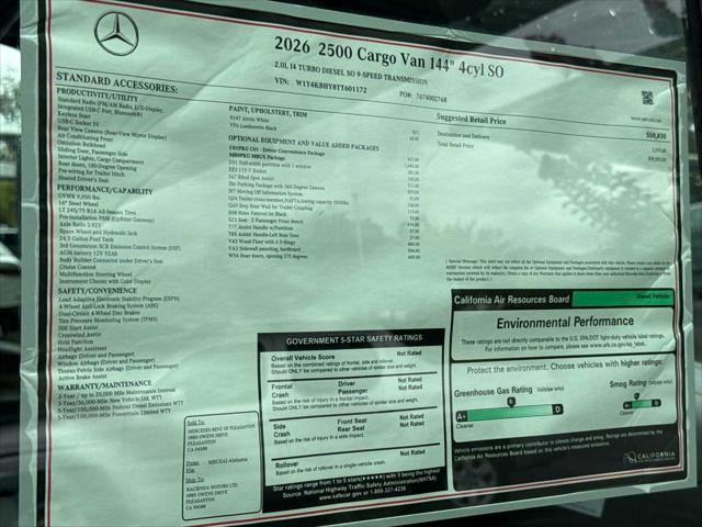 2026 Mercedes-Benz Sprinter 2500 2500 Standard Roof SO Diesel 144 WB