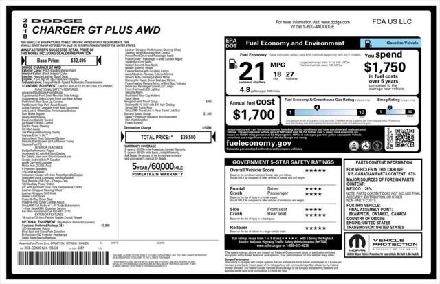 2018 Dodge Charger GT AWD 2018 Dodge Charger GT AWD