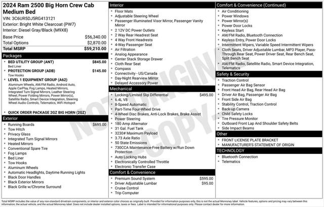 2024 RAM 2500 Big Horn Crew Cab 4x4 64 Box