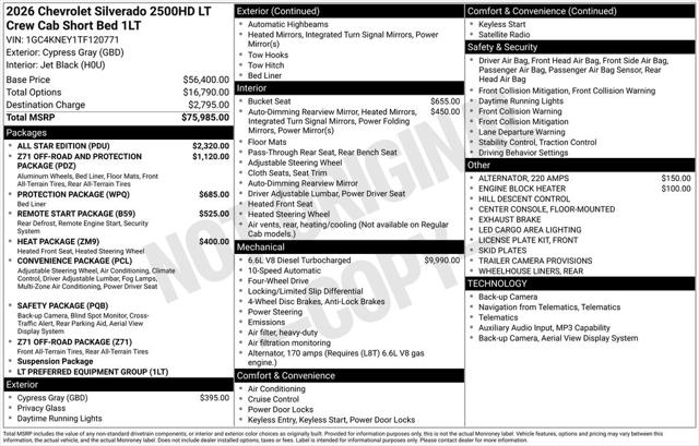 2026 Chevrolet Silverado 2500HD Crew Cab, Standard Bed, LT, 4WD