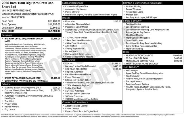 2026 Ram 1500 Big Horn Crew Cab 4x4 5'7" Box