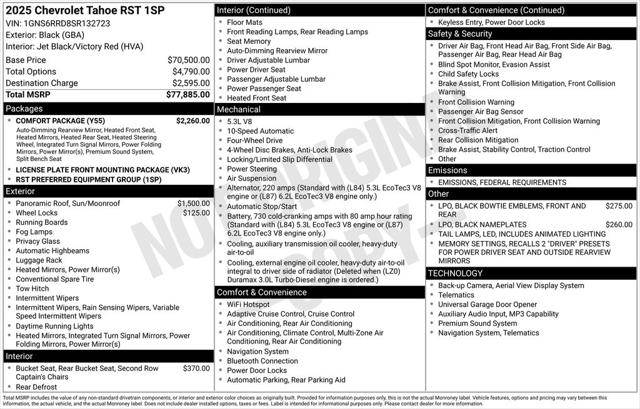 2025 Chevrolet Tahoe 4WD RST 2025 Chevrolet Tahoe 4WD RST