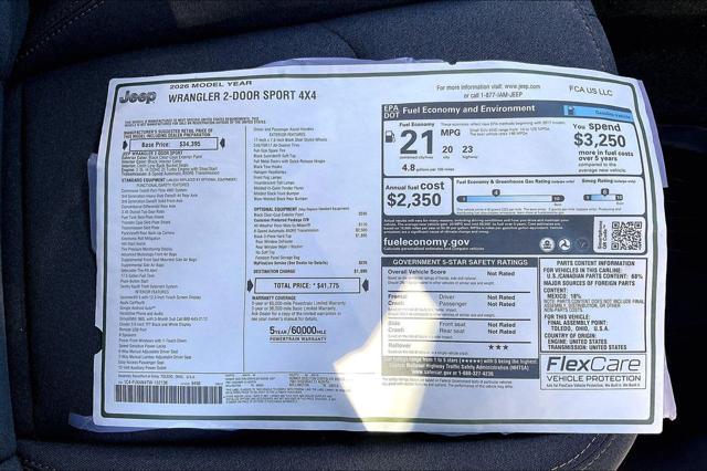 New 2026 Jeep Wrangler Sport For Sale in Millington, TN