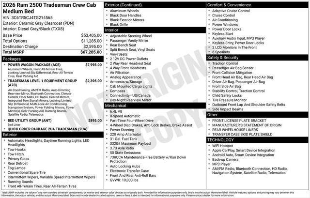 2026 RAM 2500 RAM 2500 TRADESMAN CREW CAB 4X4 64 BOX 2026 RAM 2500 RAM 2500 TRADESMAN CREW CAB 4X4 64 BOX