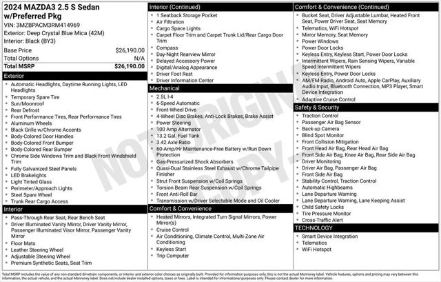 2024 Mazda Mazda3 Sedan 2.5 S Preferred