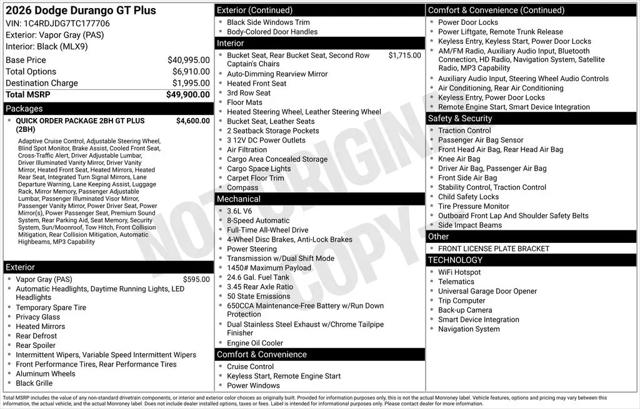 2026 Dodge Durango GT Plus AWD
