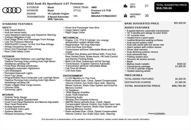 2022 Audi S5 Sportback Premium TFSI quattro Tiptronic