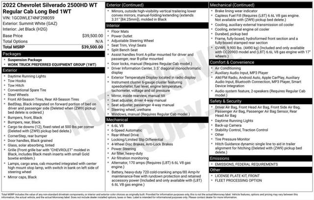 2022 Chevrolet Silverado 2500HD 2WD Regular Cab Long Bed WT