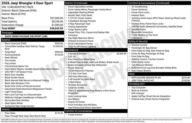 2026 Jeep Wrangler WRANGLER 4-DOOR SPORT