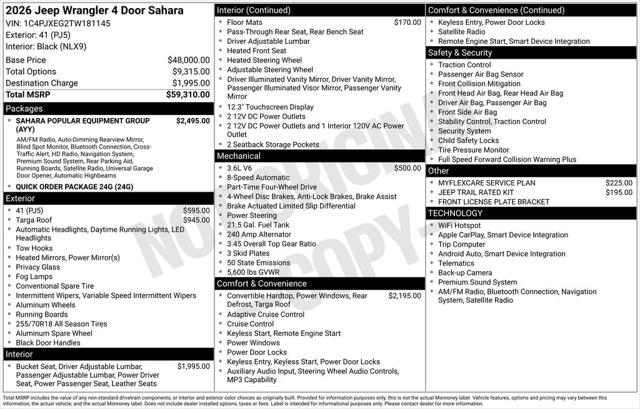 2026 Jeep Wrangler WRANGLER 4-DOOR SAHARA