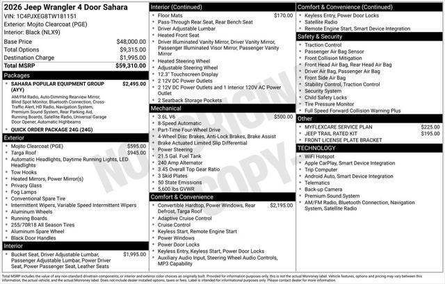 2026 Jeep Wrangler WRANGLER 4-DOOR SAHARA