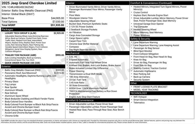 2025 Jeep Grand Cherokee GRAND CHEROKEE LIMITED 4X4