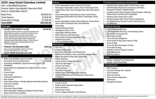 2025 Jeep Grand Cherokee GRAND CHEROKEE LIMITED 4X4