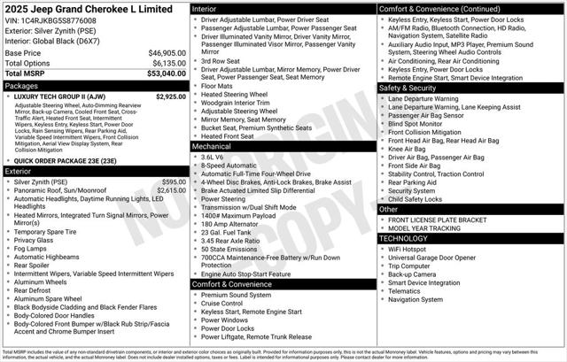 2025 Jeep Grand Cherokee GRAND CHEROKEE L LIMITED 4X4