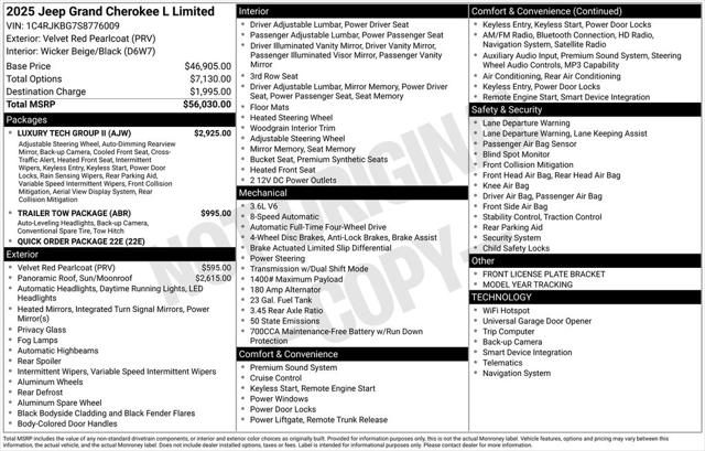 2025 Jeep Grand Cherokee GRAND CHEROKEE L LIMITED 4X4 2025 Jeep Grand Cherokee GRAND CHEROKEE L LIMITED 4X4