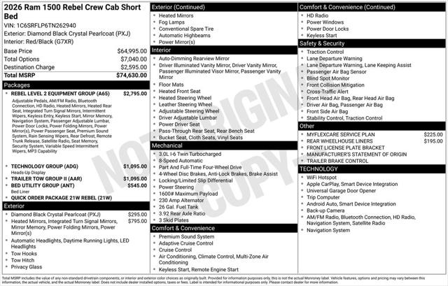 2026 RAM Ram 1500 RAM 1500 REBEL CREW CAB 4X4 57 BOX