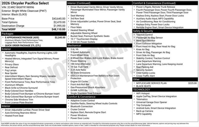 2026 Chrysler Pacifica PACIFICA SELECT 2026 Chrysler Pacifica PACIFICA SELECT