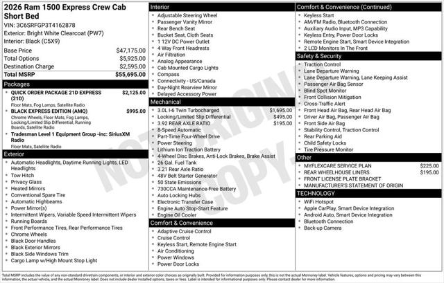 2026 RAM Ram 1500 RAM 1500 EXPRESS CREW CAB 4X4 57 BOX