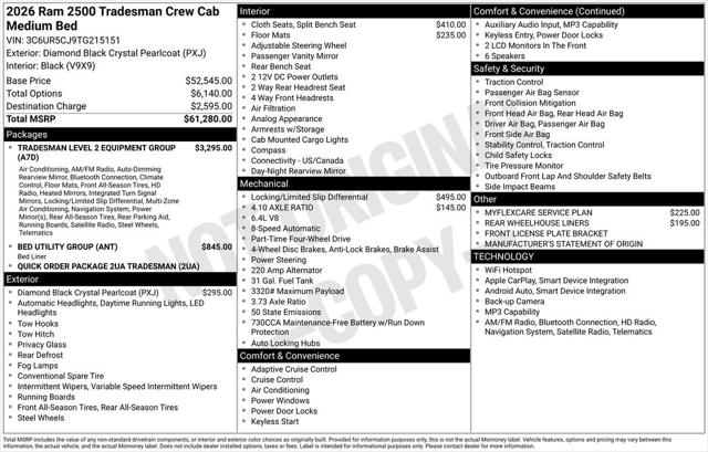 2026 RAM Ram 2500 RAM 2500 TRADESMAN CREW CAB 4X4 64 BOX 2026 RAM Ram 2500 RAM 2500 TRADESMAN CREW CAB 4X4 64 BOX