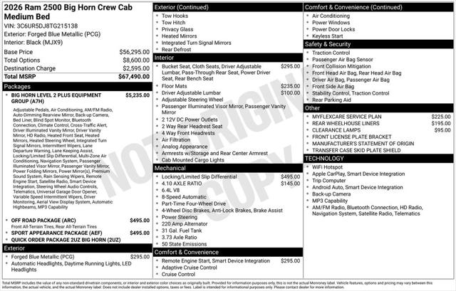 2026 RAM Ram 2500 RAM 2500 BIG HORN CREW CAB 4X4 64 BOX