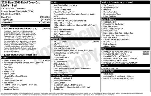 2026 RAM Ram 2500 RAM 2500 REBEL CREW CAB 4X4 64 BOX 2026 RAM Ram 2500 RAM 2500 REBEL CREW CAB 4X4 64 BOX