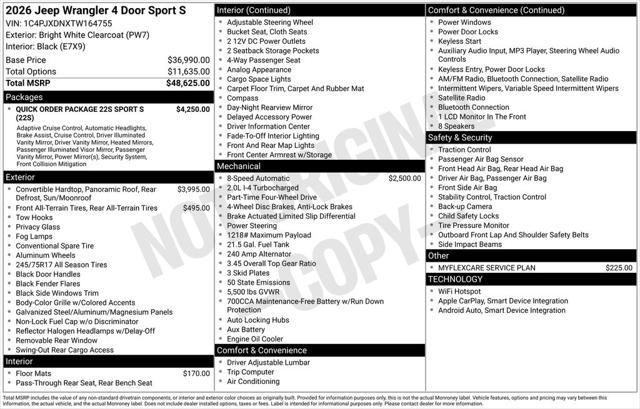 2026 Jeep Wrangler WRANGLER 4-DOOR SPORT S