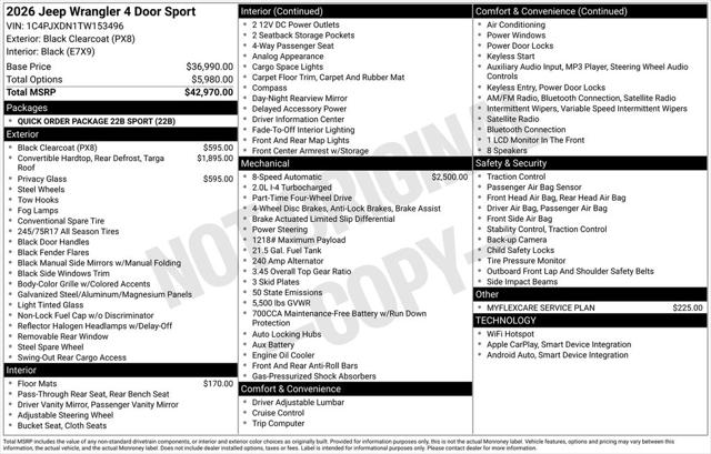 2026 Jeep Wrangler WRANGLER 4-DOOR SPORT