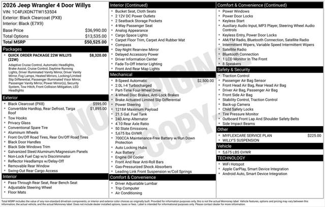 2026 Jeep Wrangler WRANGLER 4-DOOR WILLYS