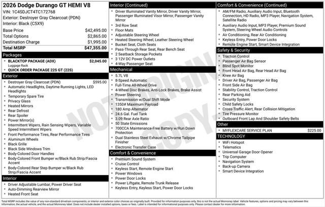 2026 Dodge Durango DURANGO GT AWD HEMI V8 2026 Dodge Durango DURANGO GT AWD HEMI V8